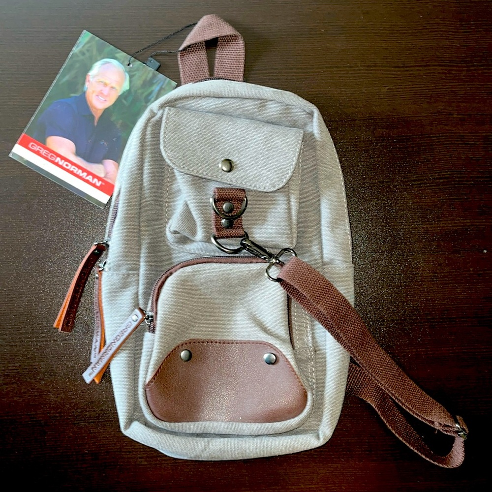 Greg Norman The Refined Traveler crossbody backpack, NWT.